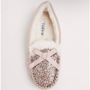 Torrid Glitter Faux Fur Moccasins